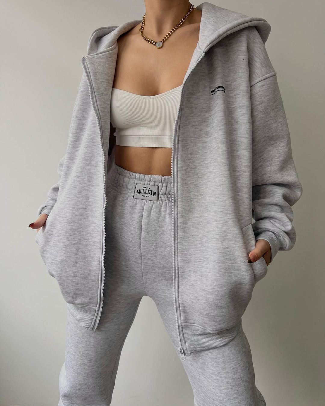 Elarova | Damen lässiger Oversized Hoodie mit durchgehendem Reißverschluss und praktischen Kängurutaschen