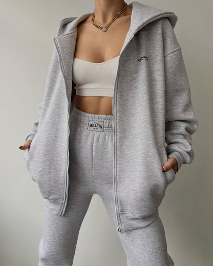 Elarova | Damen lässiger Oversized Hoodie mit durchgehendem Reißverschluss und praktischen Kängurutaschen