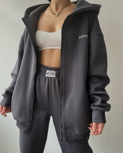 Elarova | Damen lässiger Oversized Hoodie mit durchgehendem Reißverschluss und praktischen Kängurutaschen