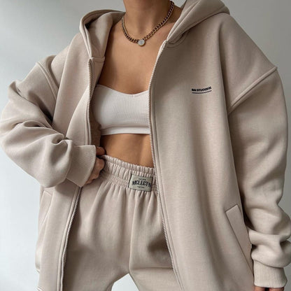 Elarova | Damen lässiger Oversized Hoodie mit durchgehendem Reißverschluss und praktischen Kängurutaschen