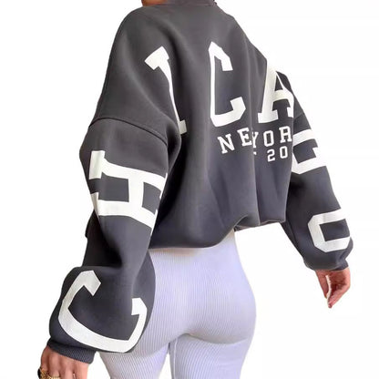 Elarova | Damen lässiger Oversized Sweater mit kontrastierenden Ärmeln