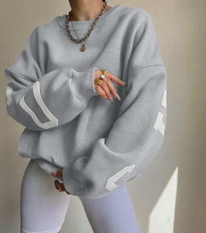 Elarova | Damen lässiger Oversized Sweater mit kontrastierenden Ärmeln