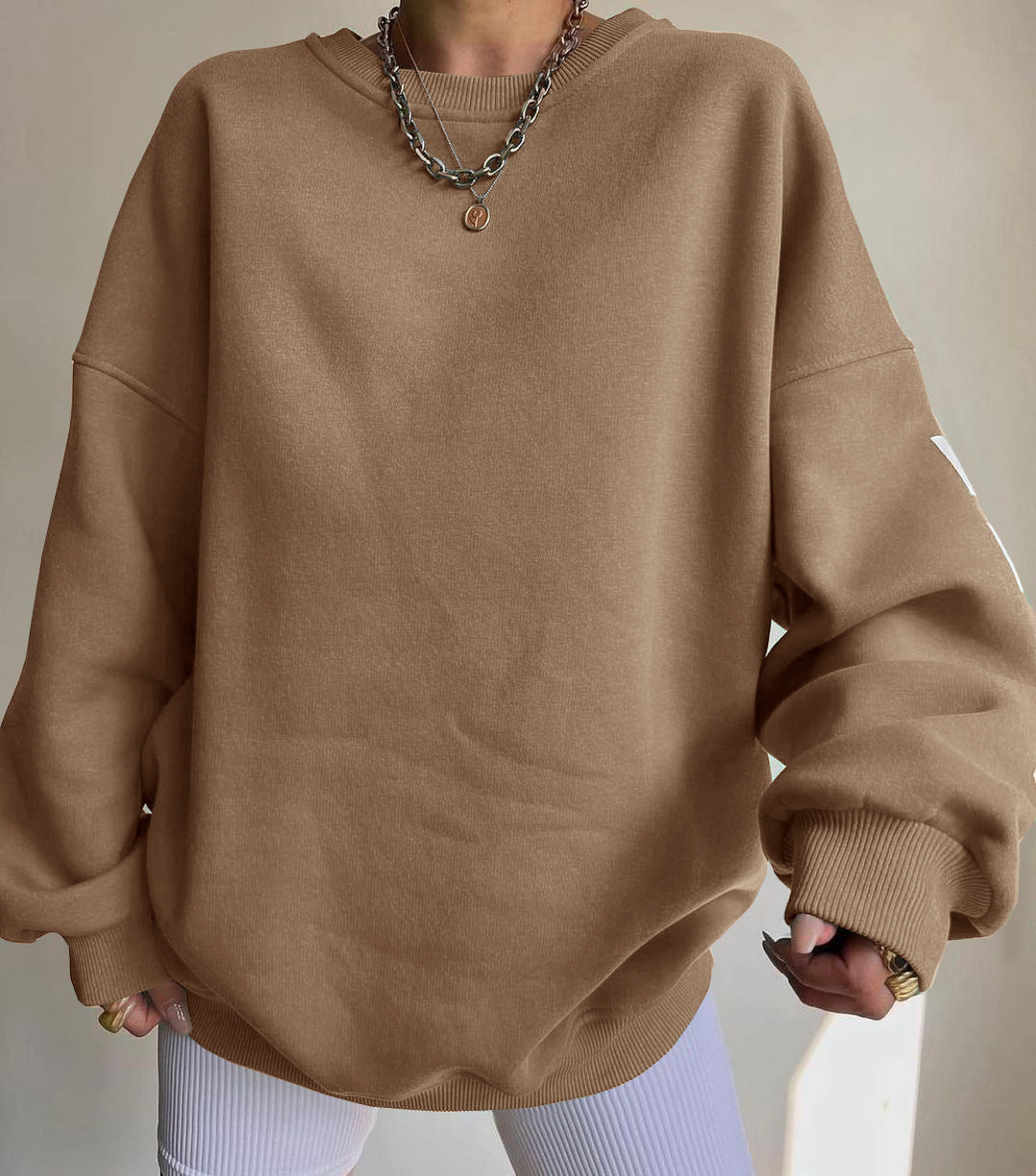 Elarova | Damen lässiger Oversized Sweater mit kontrastierenden Ärmeln