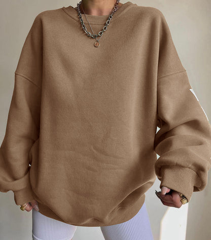 Elarova | Damen lässiger Oversized Sweater mit kontrastierenden Ärmeln