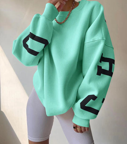 Elarova | Damen lässiger Oversized Sweater mit kontrastierenden Ärmeln