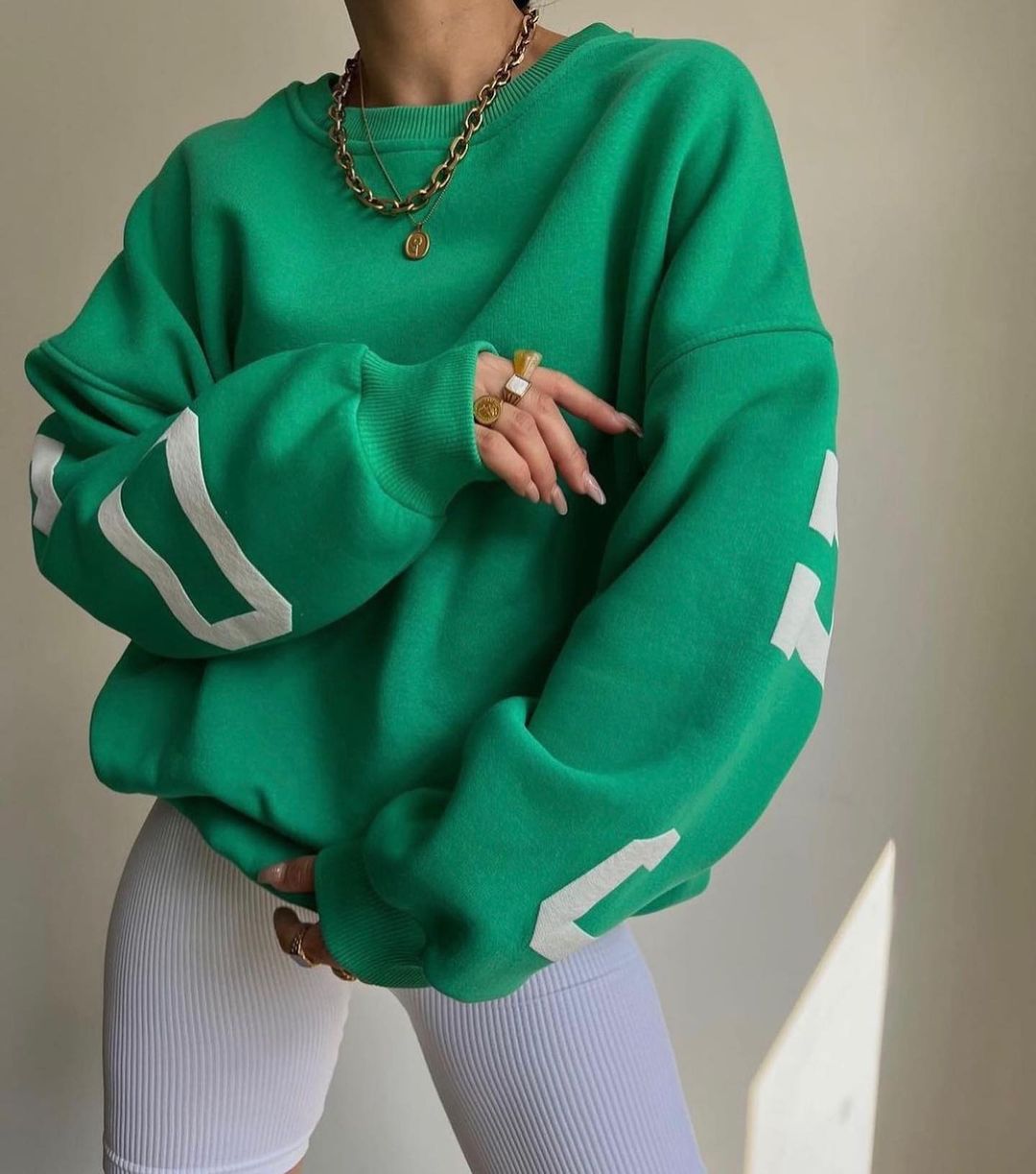 Elarova | Damen lässiger Oversized Sweater mit kontrastierenden Ärmeln
