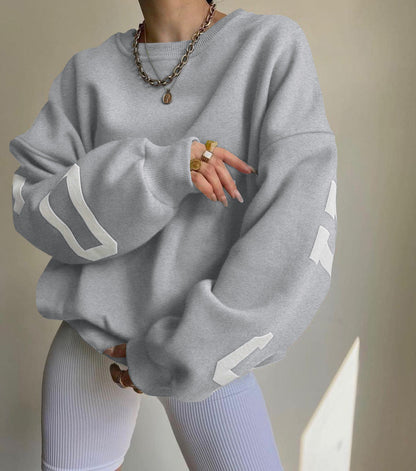 Elarova | Damen lässiger Oversized Sweater mit kontrastierenden Ärmeln