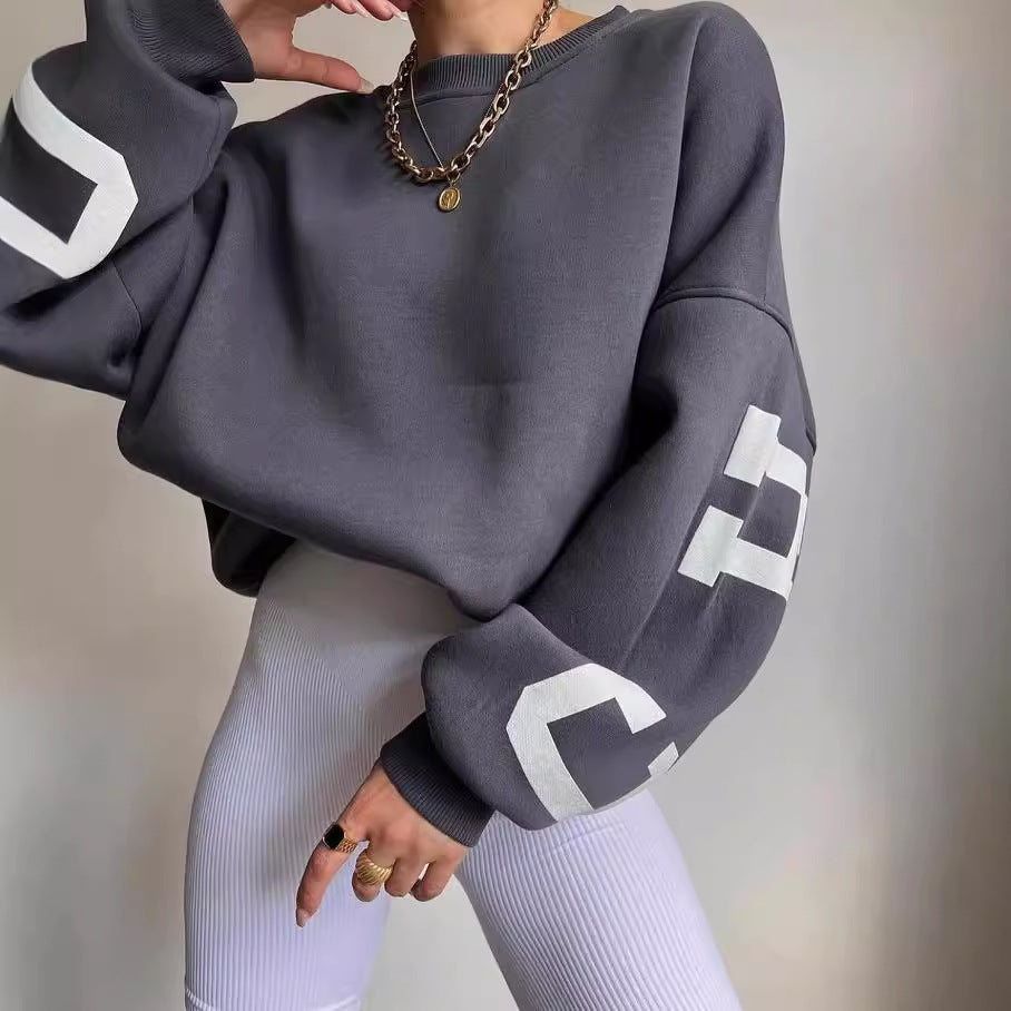 Elarova | Damen lässiger Oversized Sweater mit kontrastierenden Ärmeln