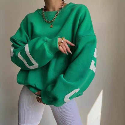 Elarova | Damen lässiger Oversized Sweater mit kontrastierenden Ärmeln