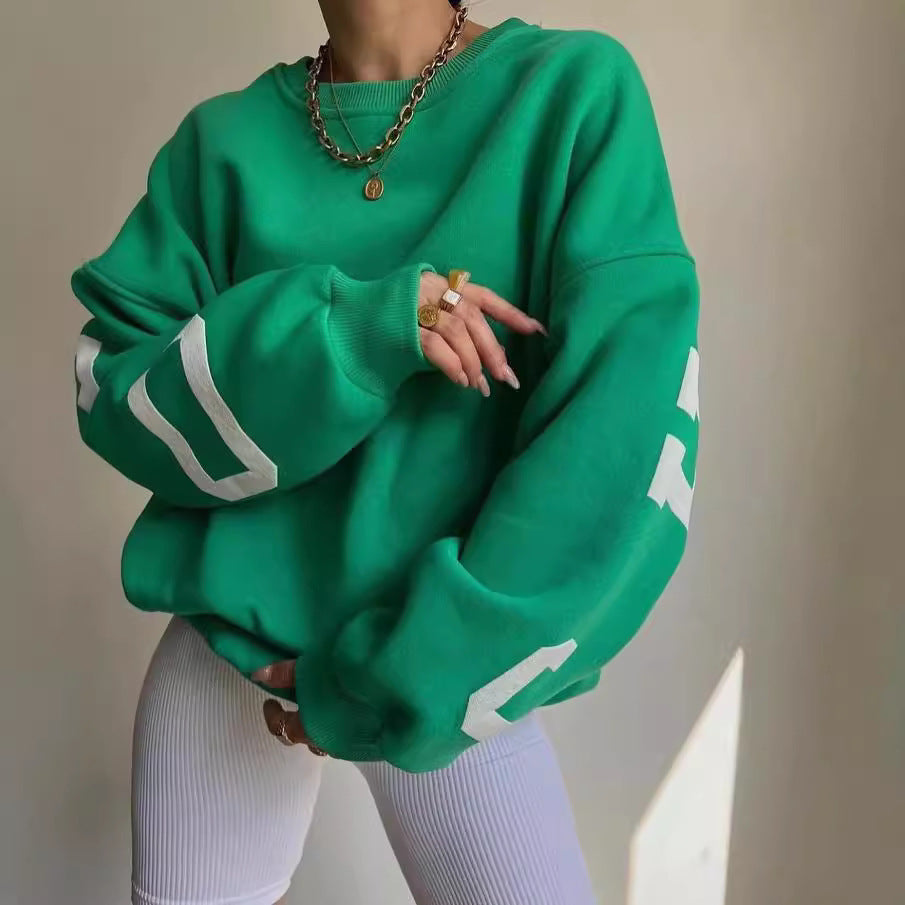 Elarova | Damen lässiger Oversized Sweater mit kontrastierenden Ärmeln