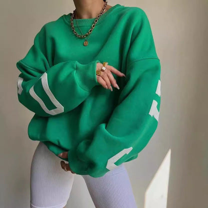 Elarova | Damen lässiger Oversized Sweater mit kontrastierenden Ärmeln
