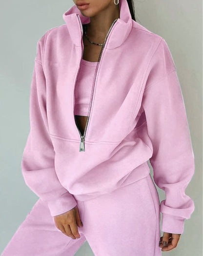 Elarova | Damen lässiger OversizedHoodie und Jogginghose Set mit praktischem Reißverschluss