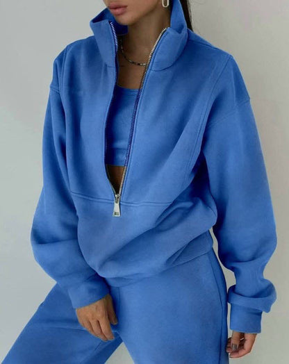 Elarova | Damen lässiger OversizedHoodie und Jogginghose Set mit praktischem Reißverschluss