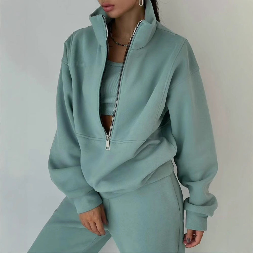 Elarova | Damen lässiger OversizedHoodie und Jogginghose Set mit praktischem Reißverschluss