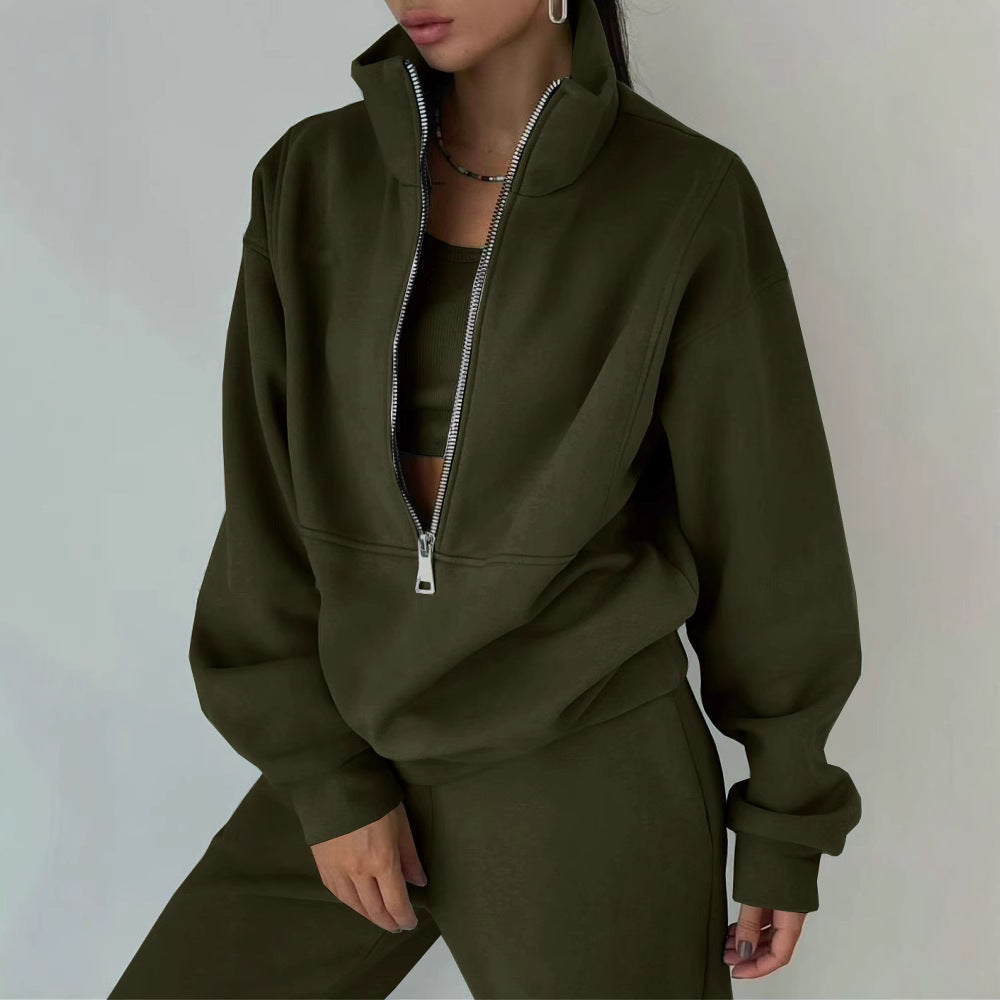 Elarova | Damen lässiger OversizedHoodie und Jogginghose Set mit praktischem Reißverschluss