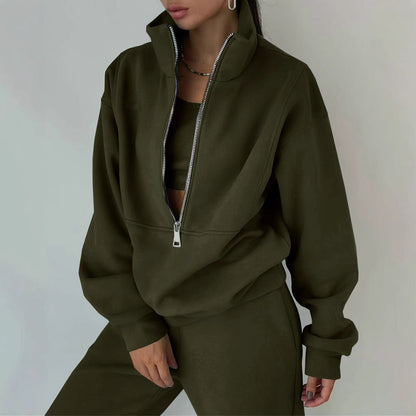 Elarova | Damen lässiger OversizedHoodie und Jogginghose Set mit praktischem Reißverschluss