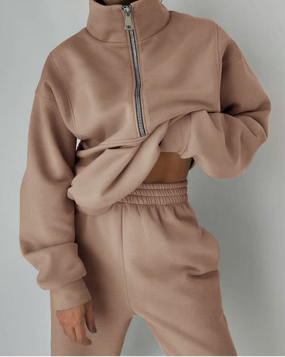 Elarova | Damen lässiger OversizedHoodie und Jogginghose Set mit praktischem Reißverschluss