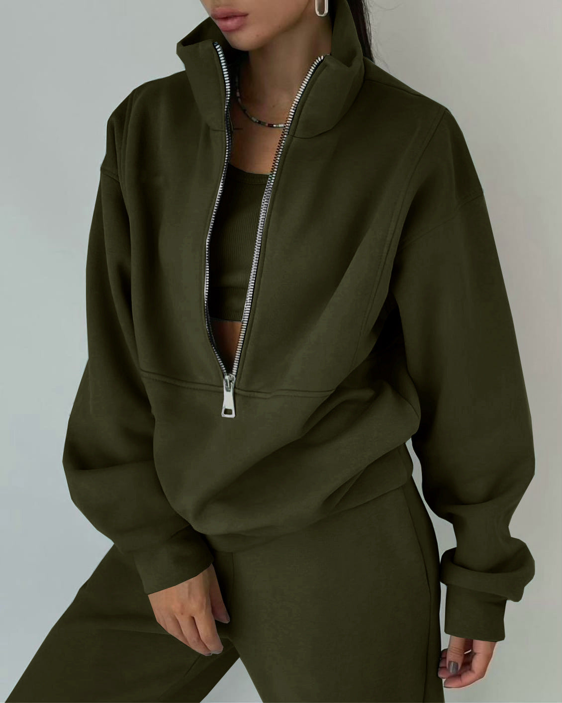 Elarova | Damen lässiger OversizedHoodie und Jogginghose Set mit praktischem Reißverschluss