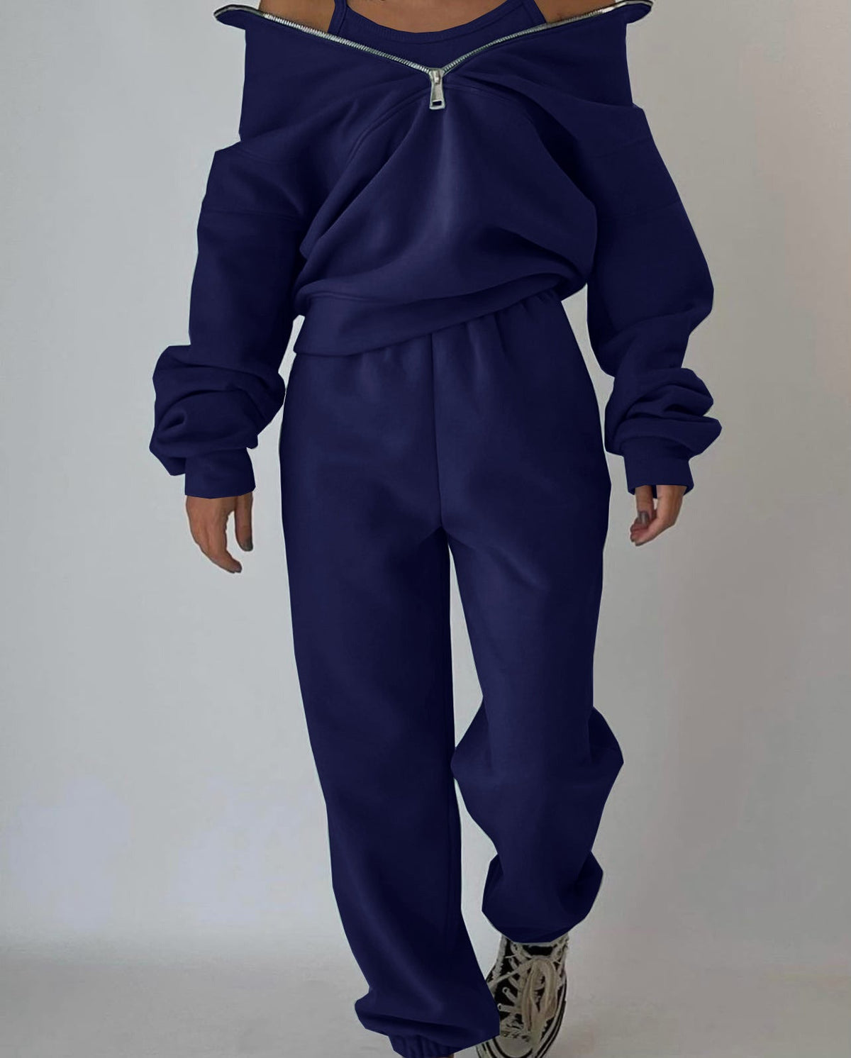 Elarova | Damen lässiger OversizedHoodie und Jogginghose Set mit praktischem Reißverschluss