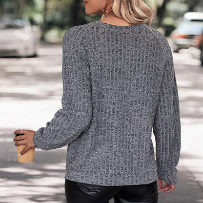 Elarova | Damen lässiger Strickpullover mit Strukturmuster und Rundhalsausschnitt