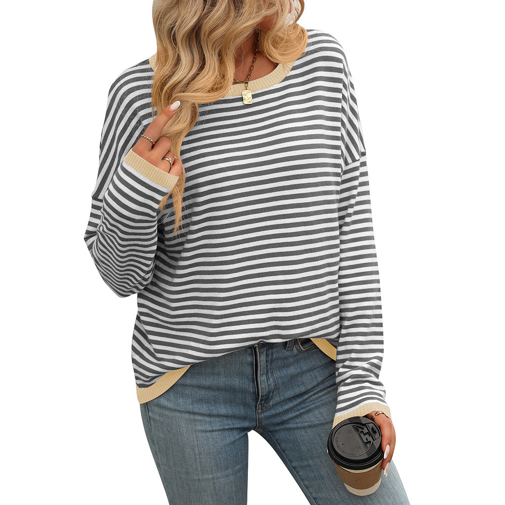 Elarova | Damen lässiger gestreifter Pullover