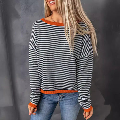 Elarova | Damen lässiger gestreifter Pullover