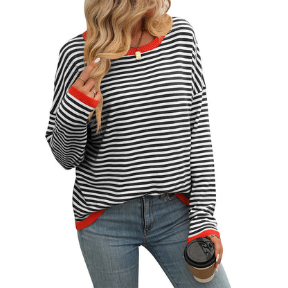 Elarova | Damen lässiger gestreifter Pullover