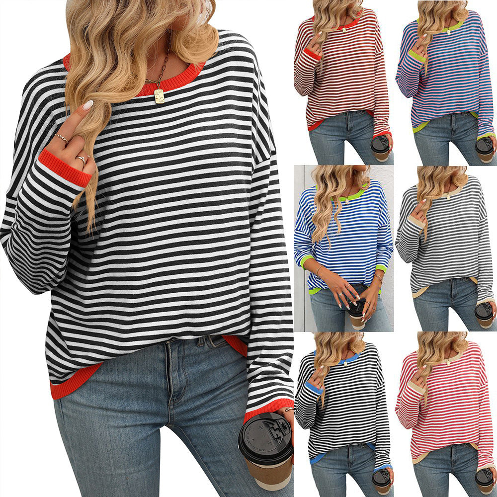 Elarova | Damen lässiger gestreifter Pullover