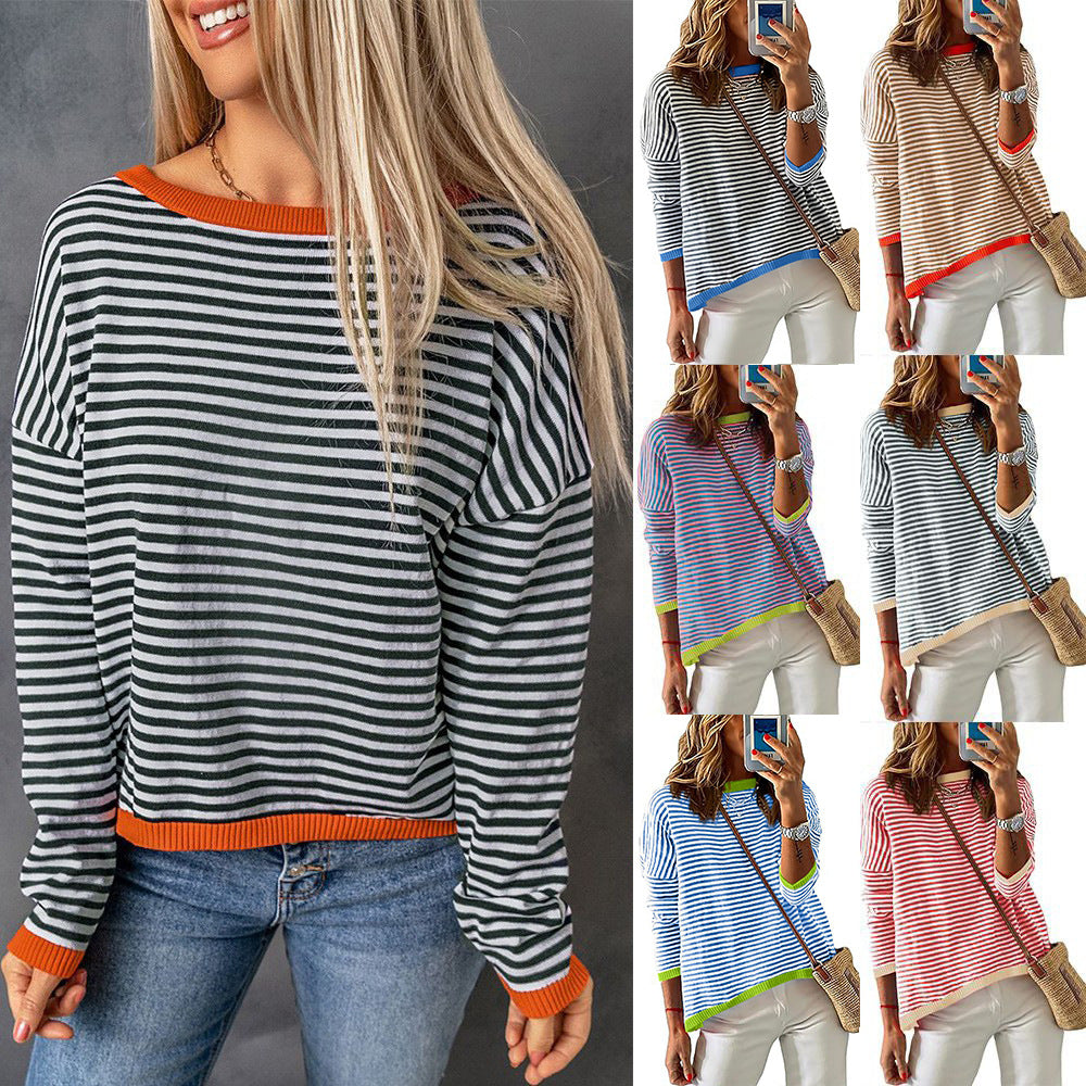 Elarova | Damen lässiger gestreifter Pullover