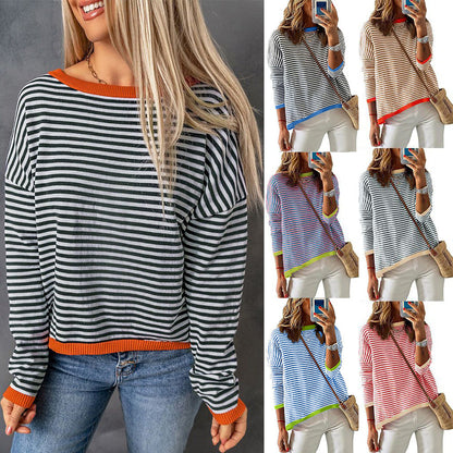 Elarova | Damen lässiger gestreifter Pullover