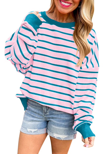 Elarova | Damen lässiger und bequemer Pullover mit strukturiertem Rippenmuster und weitem Schnitt