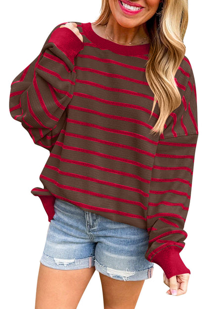 Elarova | Damen lässiger und bequemer Pullover mit strukturiertem Rippenmuster und weitem Schnitt