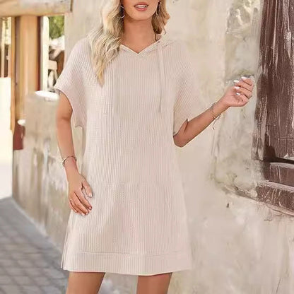 Elarova | Damen lässiges HoodieKleid mit praktischer Kängurutasche und RelaxedFit