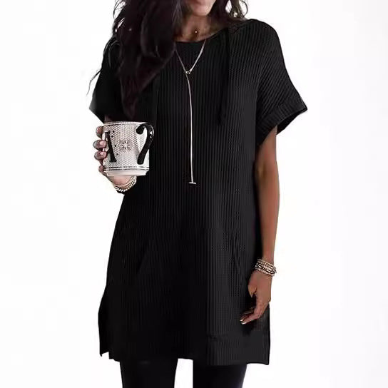 Elarova | Damen lässiges HoodieKleid mit praktischer Kängurutasche und RelaxedFit