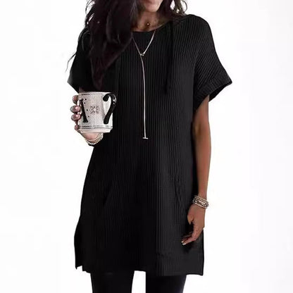 Elarova | Damen lässiges HoodieKleid mit praktischer Kängurutasche und RelaxedFit