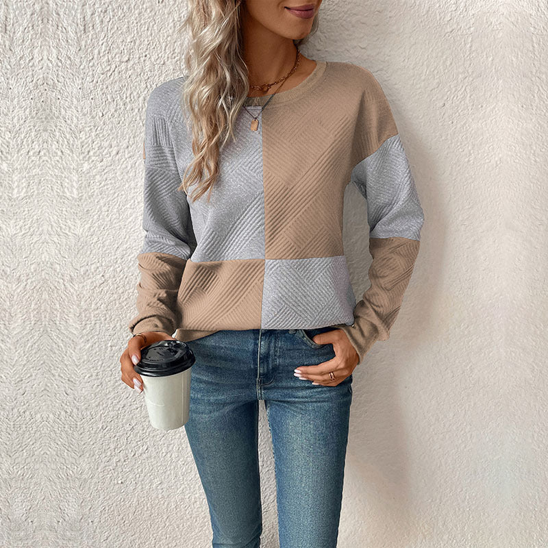 Elarova | Damen lässiges Sweatshirt mit geometrischem Muster und trendigem Schnitt