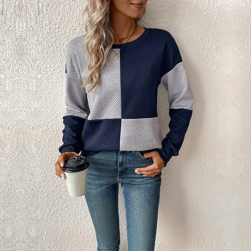 Elarova | Damen lässiges Sweatshirt mit geometrischem Muster und trendigem Schnitt