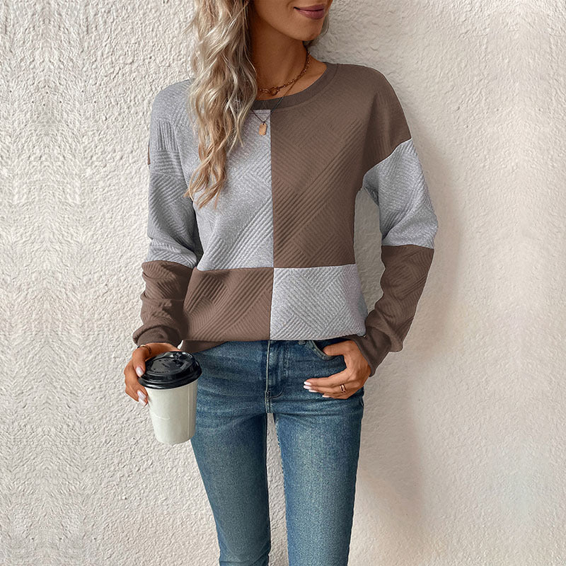 Elarova | Damen lässiges Sweatshirt mit geometrischem Muster und trendigem Schnitt
