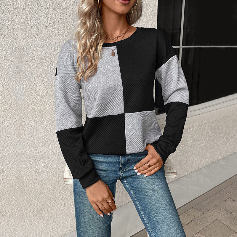 Elarova | Damen lässiges Sweatshirt mit geometrischem Muster und trendigem Schnitt