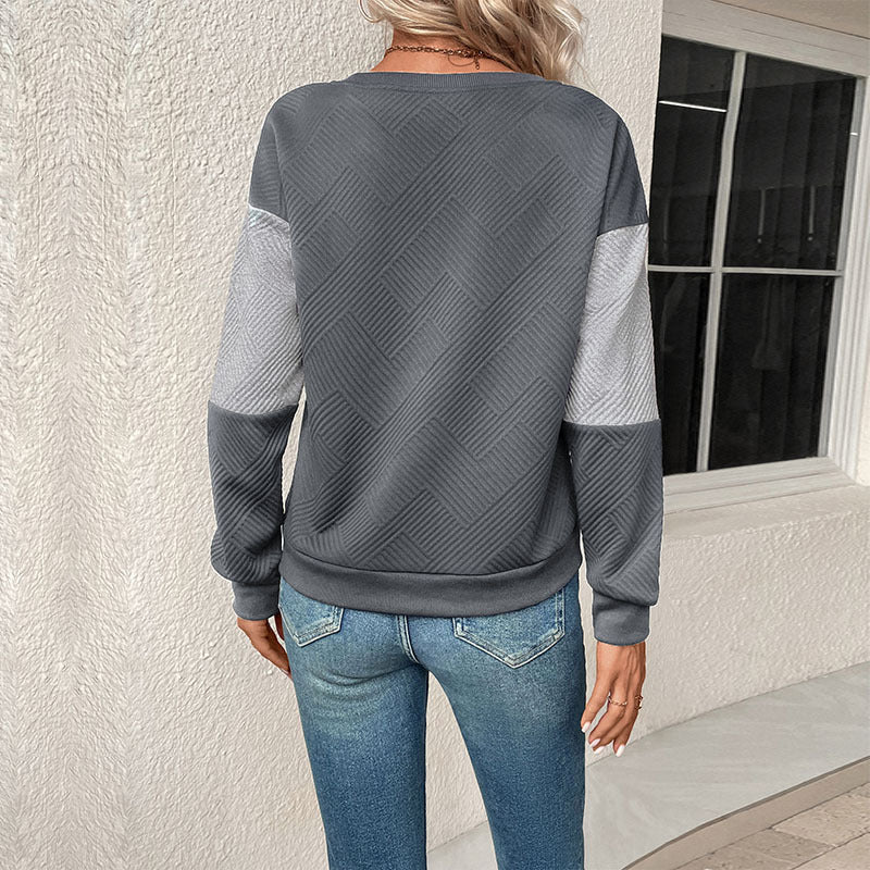 Elarova | Damen lässiges Sweatshirt mit geometrischem Muster und trendigem Schnitt
