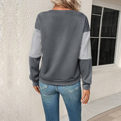 Elarova | Damen lässiges Sweatshirt mit geometrischem Muster und trendigem Schnitt