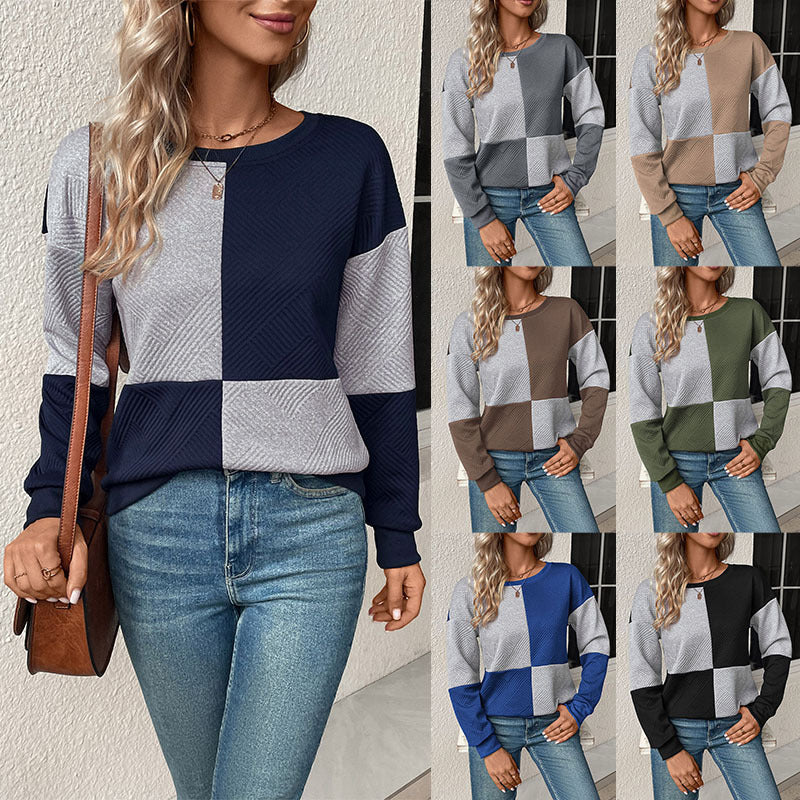 Elarova | Damen lässiges Sweatshirt mit geometrischem Muster und trendigem Schnitt