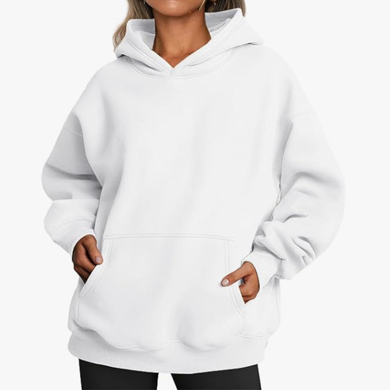 Elarova | Damen oversized Kapuzenpullover aus weichem Baumwollmix mit praktischen Taschen