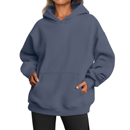 Elarova | Damen oversized Kapuzenpullover aus weichem Baumwollmix mit praktischen Taschen