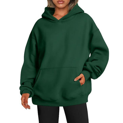 Elarova | Damen oversized Kapuzenpullover aus weichem Baumwollmix mit praktischen Taschen