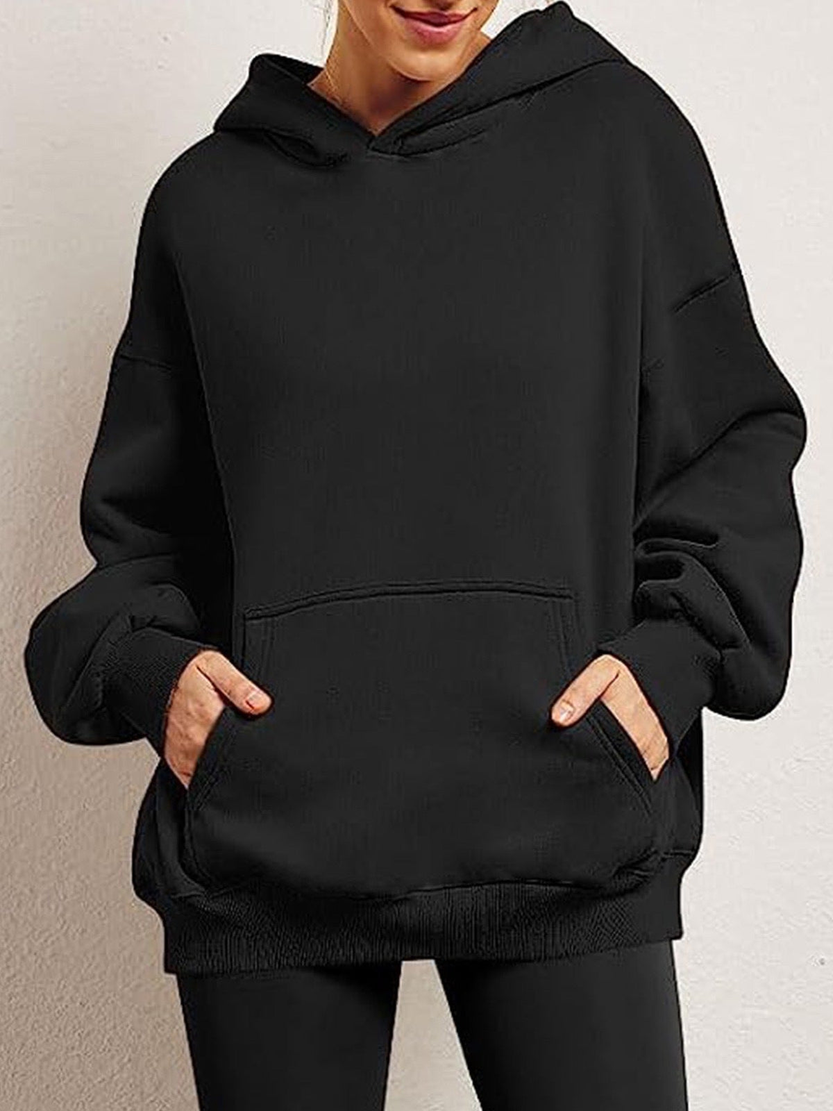 Elarova | Damen oversized Kapuzenpullover aus weichem Baumwollmix mit praktischen Taschen