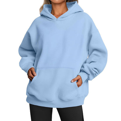 Elarova | Damen oversized Kapuzenpullover aus weichem Baumwollmix mit praktischen Taschen