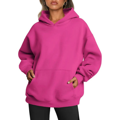 Elarova | Damen oversized Kapuzenpullover aus weichem Baumwollmix mit praktischen Taschen