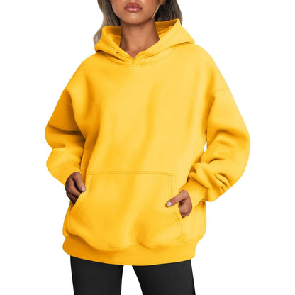 Elarova | Damen oversized Kapuzenpullover aus weichem Baumwollmix mit praktischen Taschen