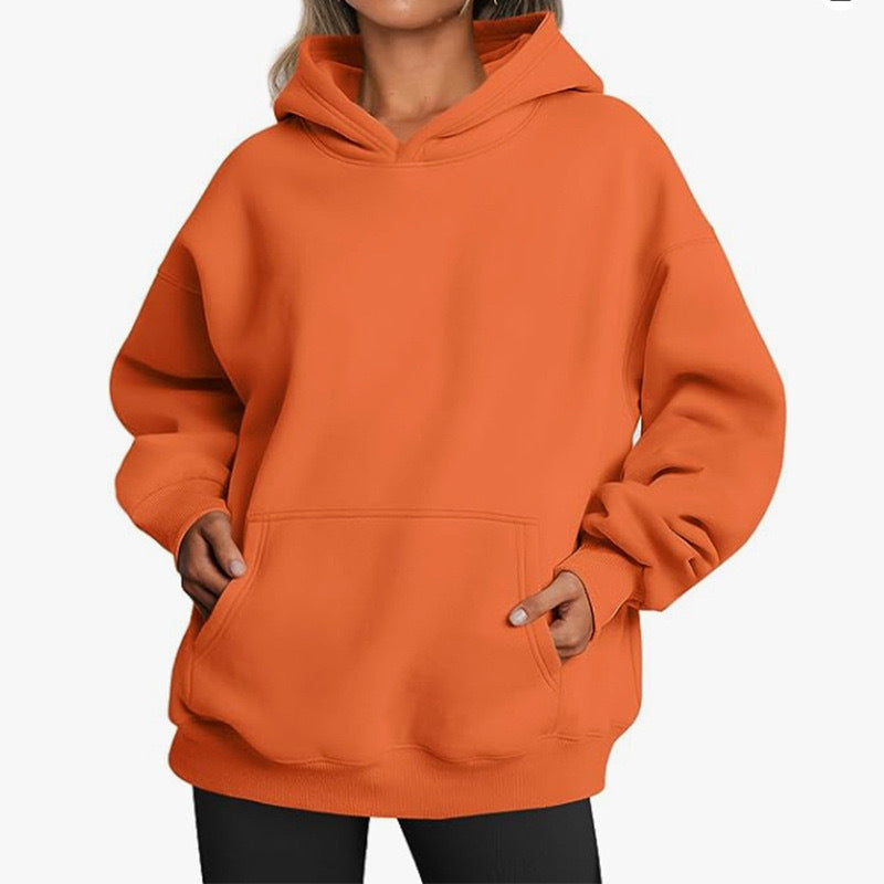 Elarova | Damen oversized Kapuzenpullover aus weichem Baumwollmix mit praktischen Taschen